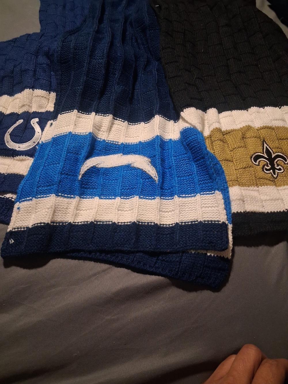 NFL Team Knit Scarf - Blue & White Chargers Saints COLTS Stripe